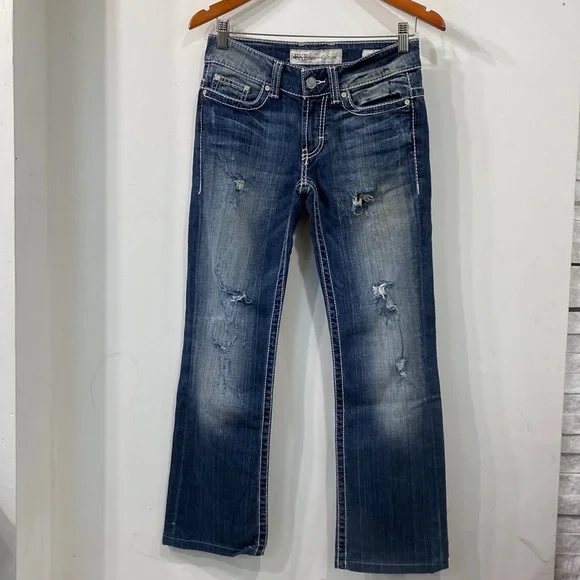 BKE Straight Leg Distressed Ripped Mid Rise Jeans 26 - Picture 3 of 15